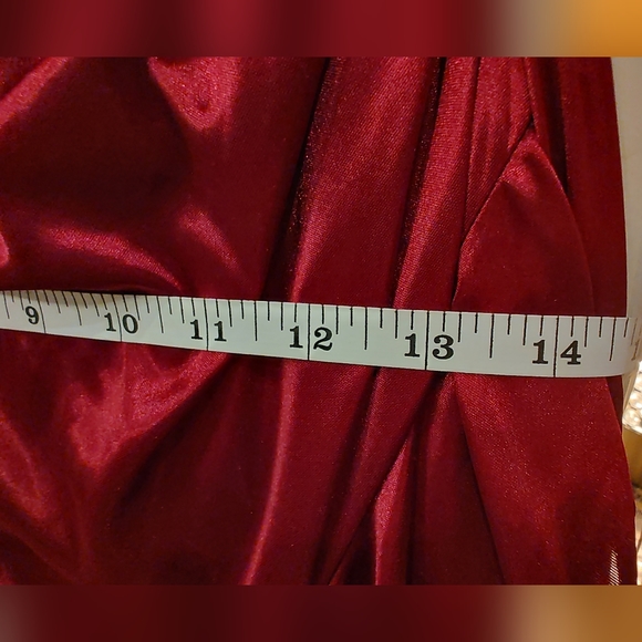 Maroon Jodi Kristopher Long Slit Prom Dress - Picture 5 of 8